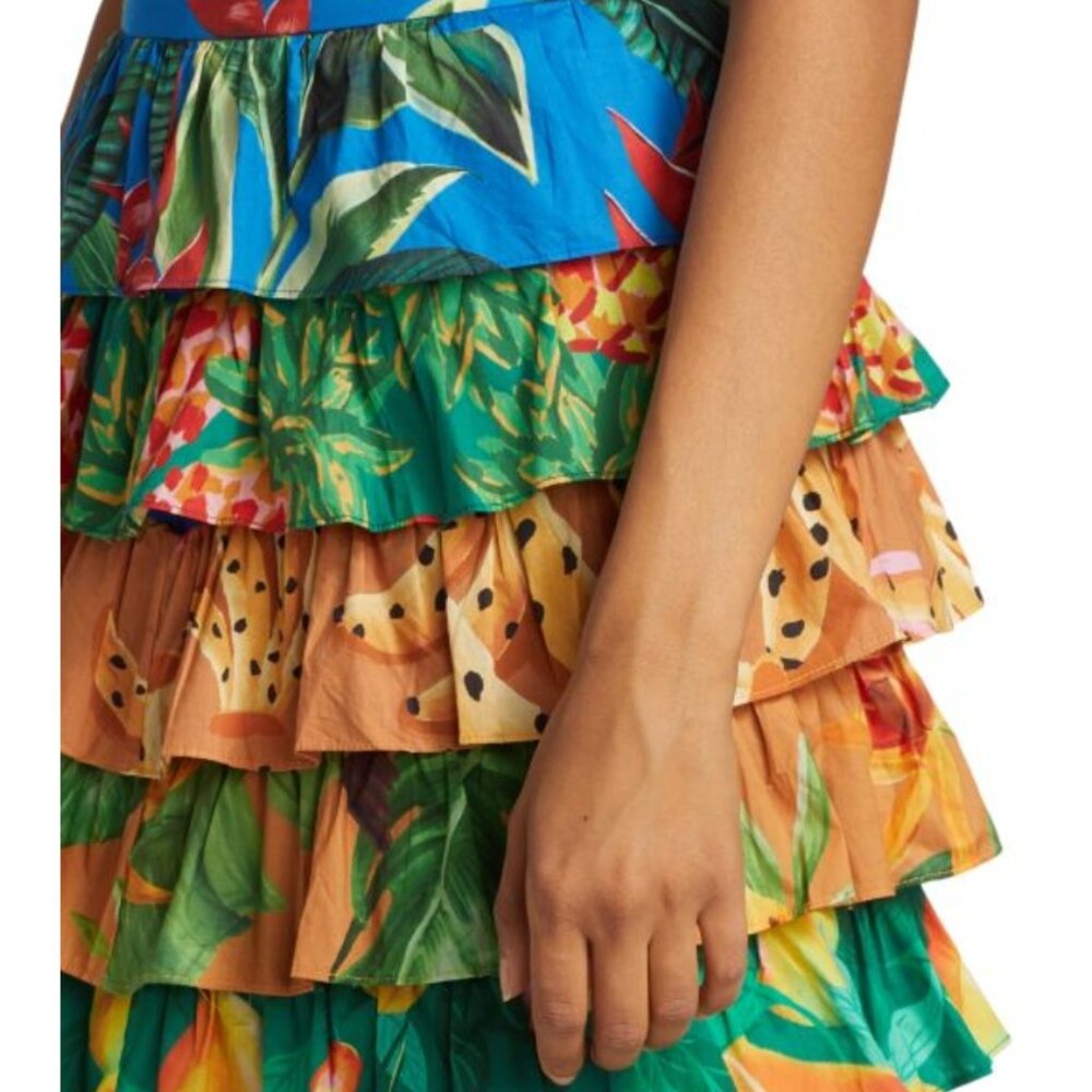 NWOT Farm Rio Mixed Prints Multi Layered Midi Skirt XS $195
